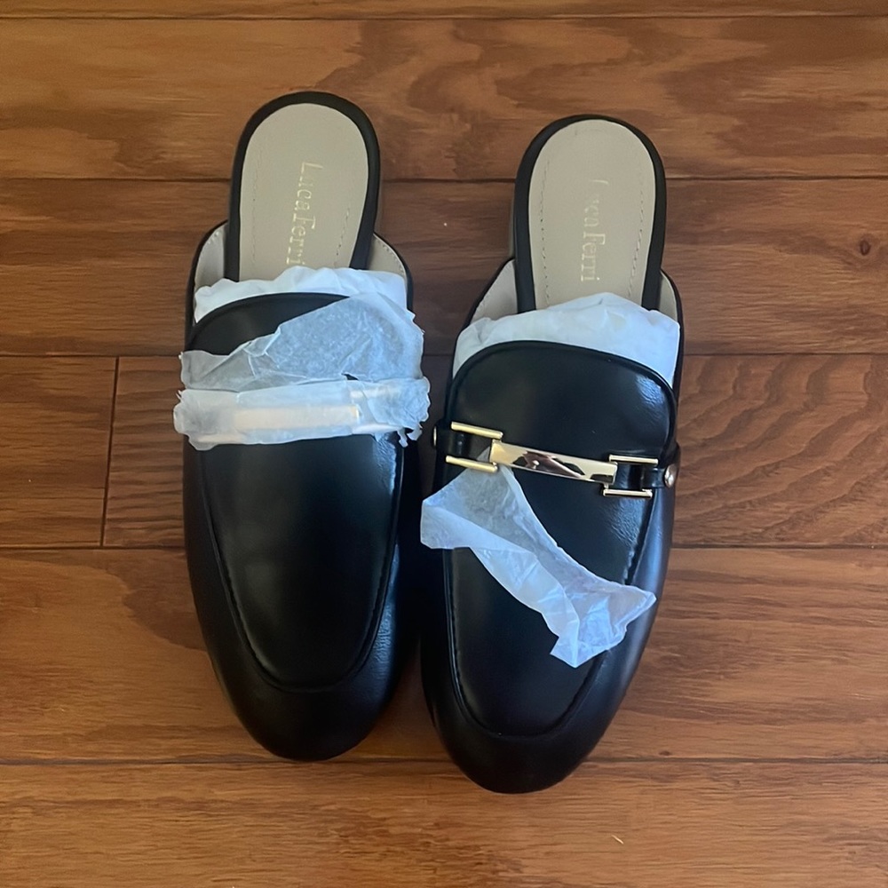 Luca ferri black slipper mules